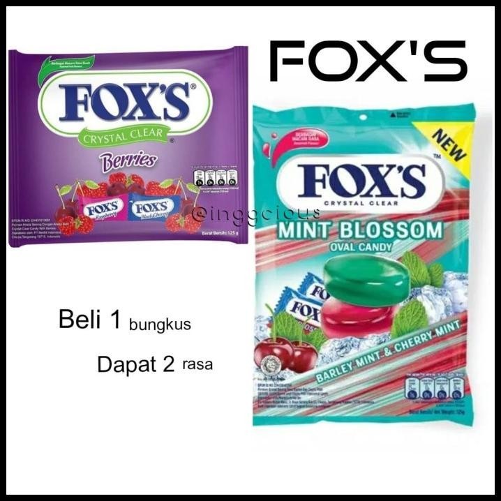 

GRATIS ONGKIR PERMEN FOX'S / FOXSCRYSTAL CLEAR OVAL 125GR (BERRY / MINT BLOSSOM) !!!!!