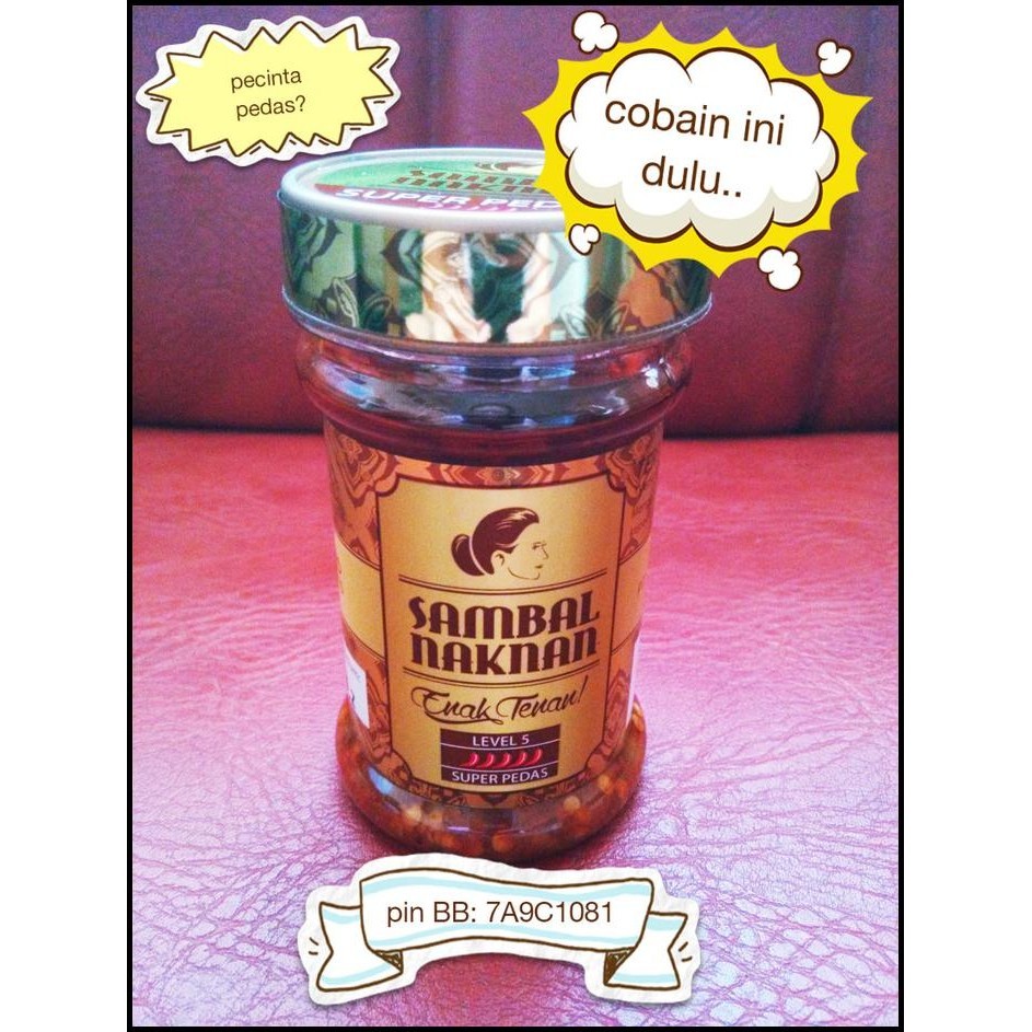 

GRATIS ONGKIR SAMBAL NAKNAN (ENAK TENAN) , SUPER PEDAS, BUAT OLEH-OLEH