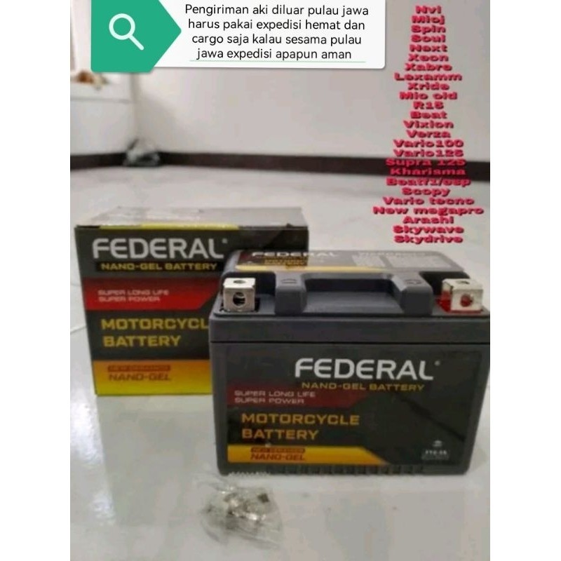 [BEST DEAL] aki full kering gtz5s/aki federal nano gel/accu federal ftz5s/aki kering kharisma fu