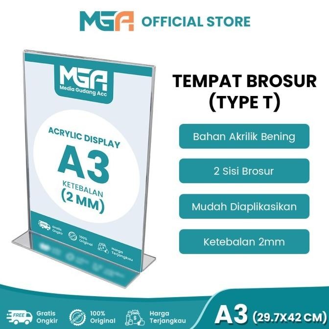 

AKRILIK TEMPAT BROSUR A3 / TENT HOLDER / TENT CARD ACRYLIC DISPLAY BS01