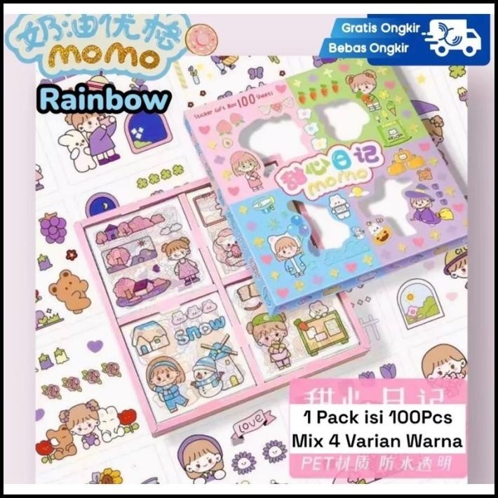 

TERMURAH STICKER STIKER MOMO 2D RAINBOW PELANGI MIX 4 WARNA ISI 100 PCS/BOX