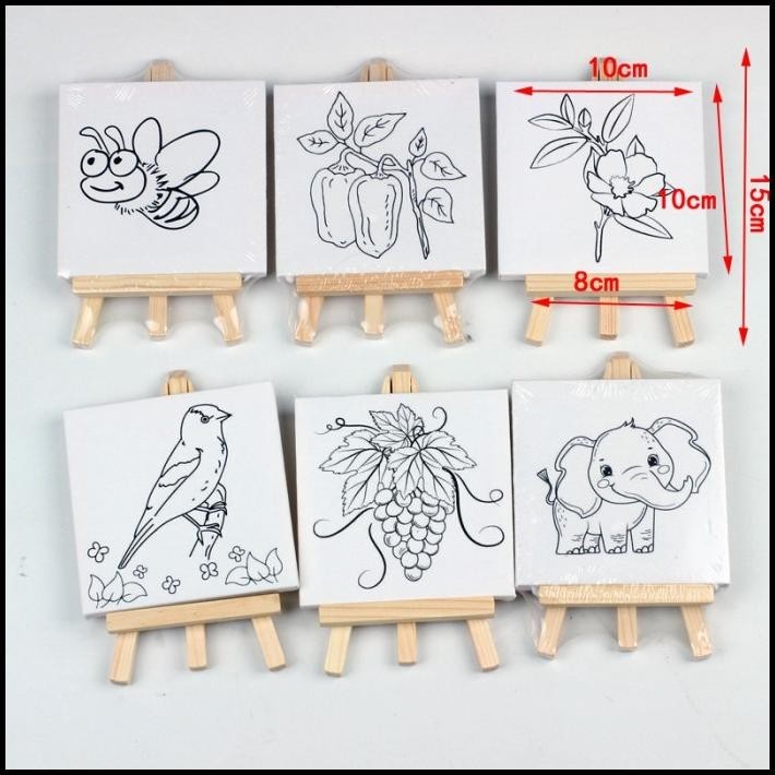 

GRATIS ONGKIR [KT] LUKISAN KANVAS MINI 10X10CM - CHILDREN PAINTING CANVAS EASEL KAYU !!!