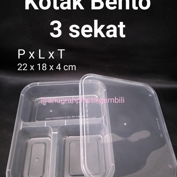 Promo / Lunch Box Bento 3 Sekat / Thinwall Bento 3 Sekat ( Per Pack ) Utharieena