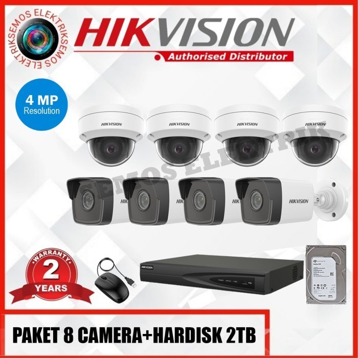 Paket Ip Camera Hikvision Cctv 8 Camera Nvr 8 Channel Poe 4Mp