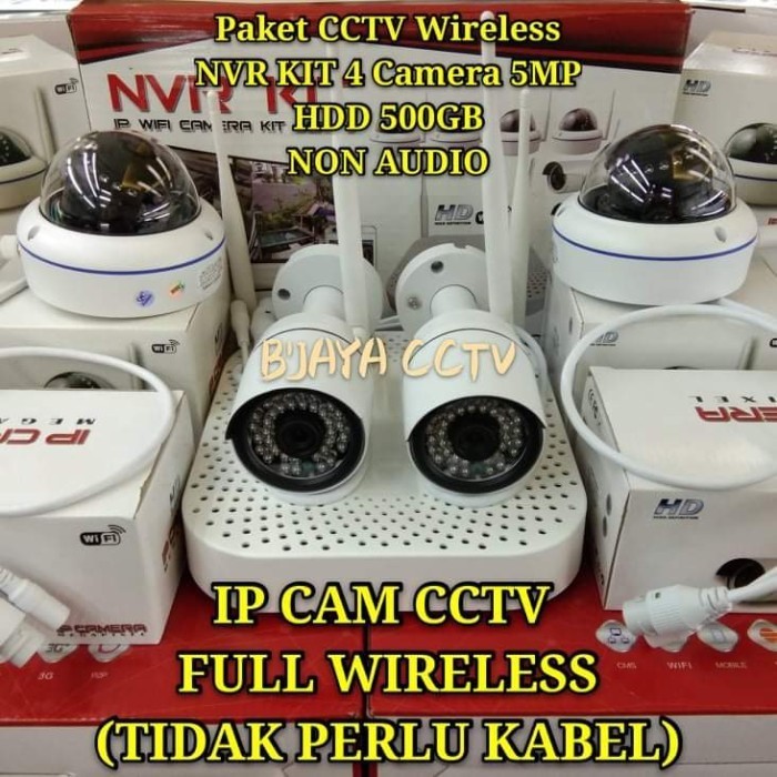 Paket Cctv Nvr Kit 4 Kamera (Kamera Cctv Full Wireless) / Ip Cam Cctv