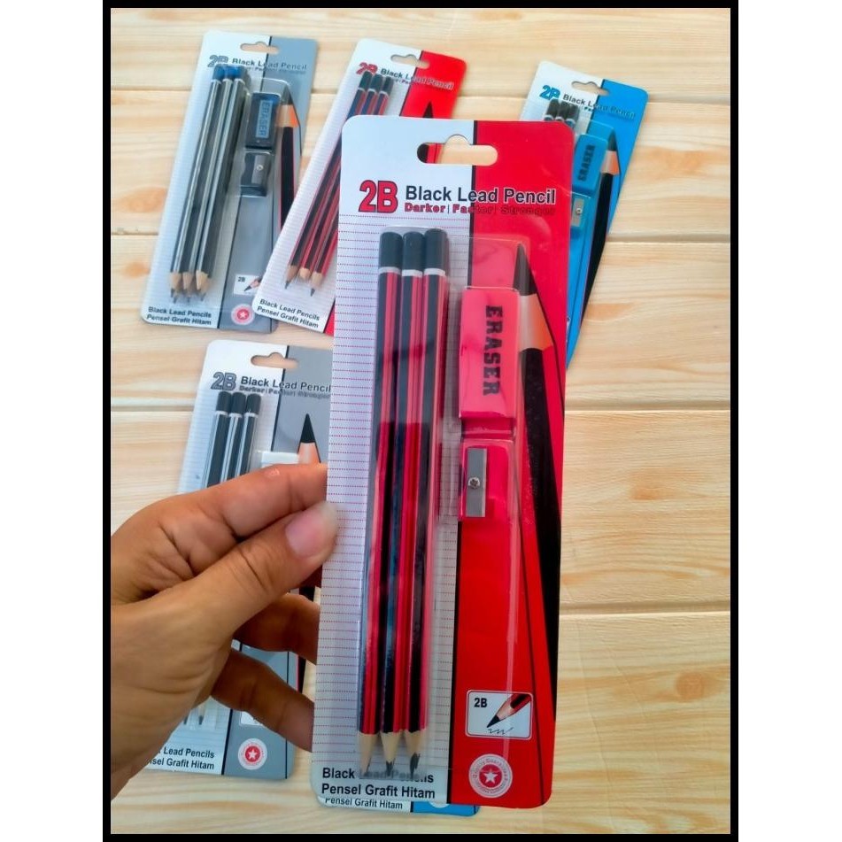 

TERBARU PENSIL TULIS 2B SET ISI 3PCS 6PCS PENSIL 2B SET PENGHAPUS SERUTAN !!!!