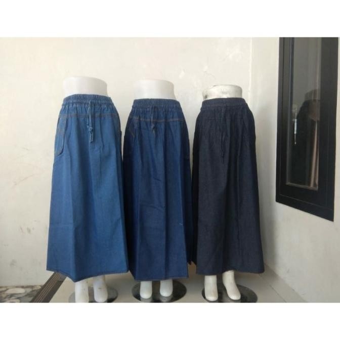 rok A jeans wanita rok jeans wanita panjang model A all size