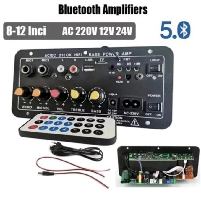 Baru Kit Modul Power Amplifier Stereo Ac/Dc 2Mic Hifi Bass Usb Fm D10 Ok
