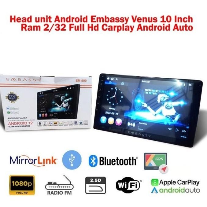 Barangmurahco Head Unit Android  10 Inch Embassy Terbaru  Ram 2Gb Memory Internal 32Gb Terbaru Carpl