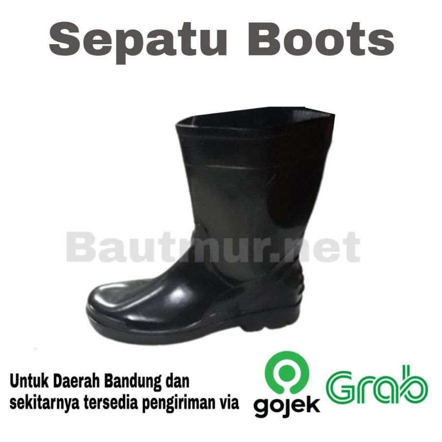 Promo Mega Sale 5.5 // Sepatu Boot Safety Karet Hitam Pendek