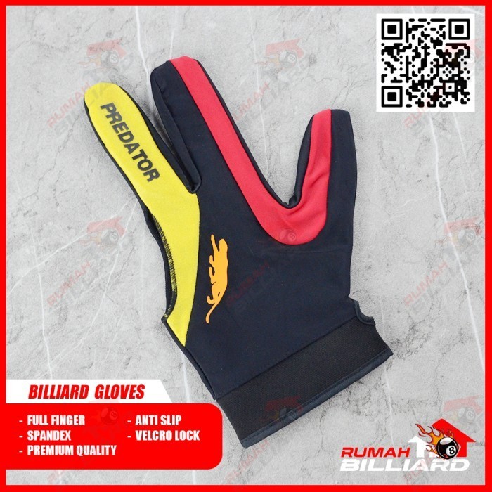 BILLIARD GLOVES - SARUNG TANGAN - PREDATOR - 3 FINGER - ANTI SLIP