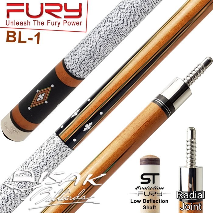 FURY BL-1 CUE - STE LOW DEFLECTION RADIAL BILLIARD STICK BILIAR STIK