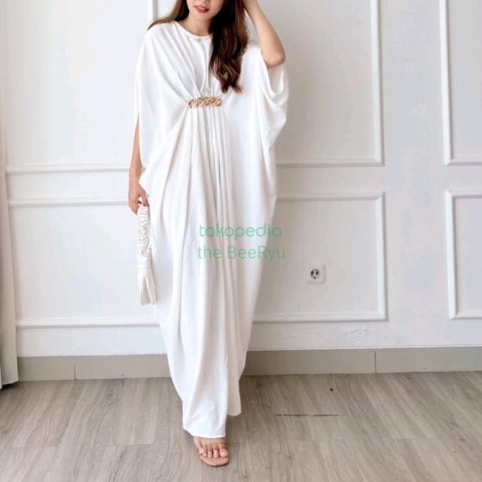 Kaftan modern, Kaftan putih, kaftan simple, Baju lebaran putih, kaftan