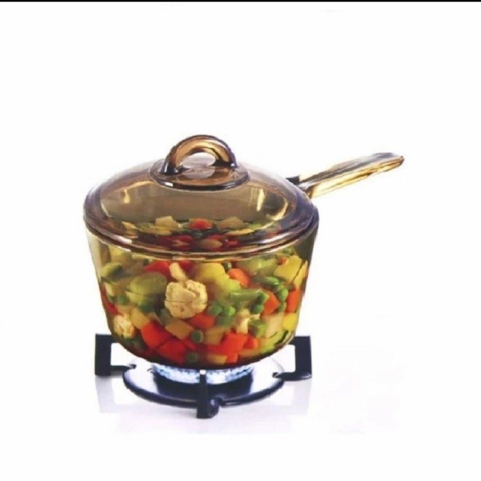 Panci Sauce Pan Kaca Luminarc Vitro Blooming Amber + Lid 1,5 Lt
