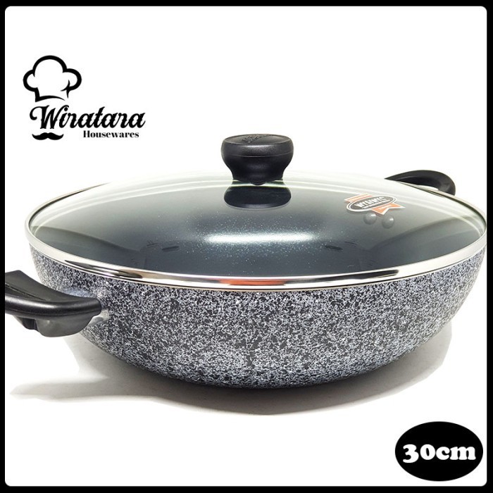 Maxim 30Cm Wajan Keramik Anti Lengket + Tutup Kaca Panci Penggorengan
