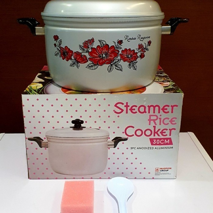 Panci Kukusan Alumunium Langseng Tutup Kaca Ukiran 30Cm Maspion