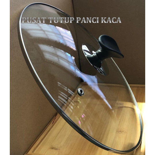 Tutup Panci Kaca Tanpa Kaki, Dia Tutup +/- 23.2 Cm (24 Cm) + Knop Oval