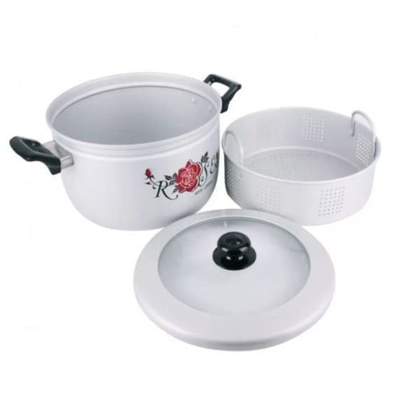 Kukusan Panci Pancaguna Tutup Kaca 30 Cm Maspion Steamer Langseng