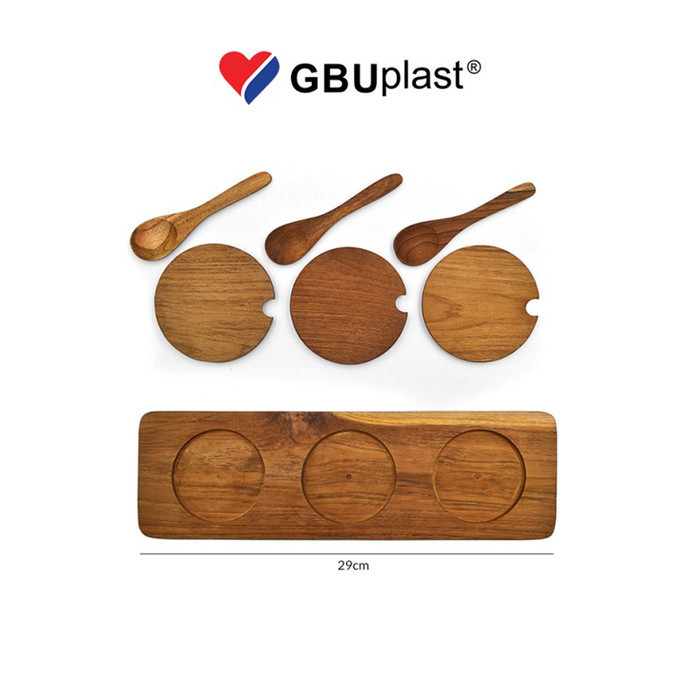 Gbu Tempat Bumbu Plastik Tutup Kayu Set Yumi Tempat Bumbu Estetik
