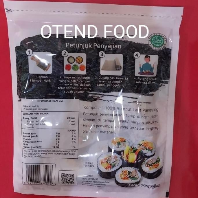 

Nori Sushi Nori Seaweed Roasted Rumput Laut 50 Lembar WS04