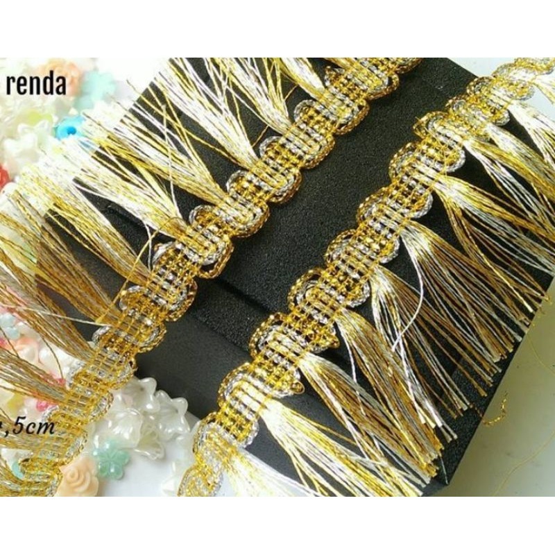 renda rumbai gold silver 4,5cm