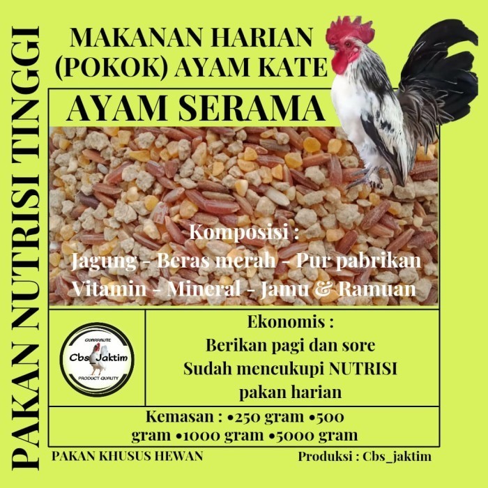 Makanan Harian Ayam Kate/Serama/Pakan Pokokayamkate/Serama/Ayamhias