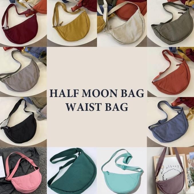 WAIST BAG ALA UNIQLO / HALF MOON BAG / SLING BAG / TAS SELEMPANG NILON