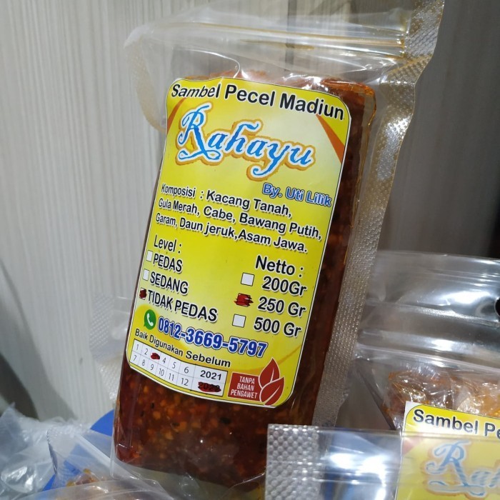 

Sambel Pecel Madiun Rahayu Level Tidak Pedas 250Gr
