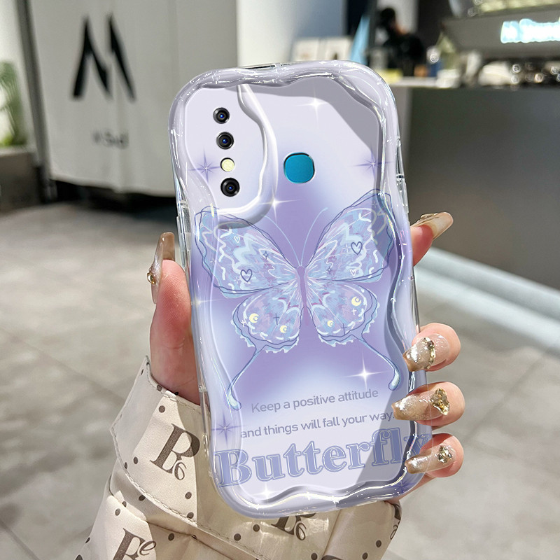 Casing Hp Untuk Infinix Hot 8 Hot 8 Pro Tecno Spark 4 Case Kasing HP Pola kupu-kupu Ungu dan merah m