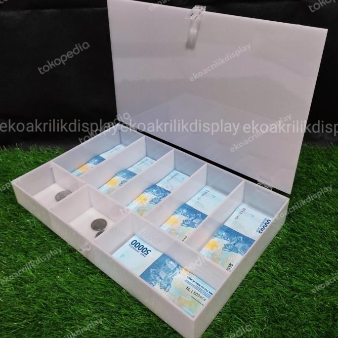

kotak uang acrylic / tempat penyimpanan uang laci kasier