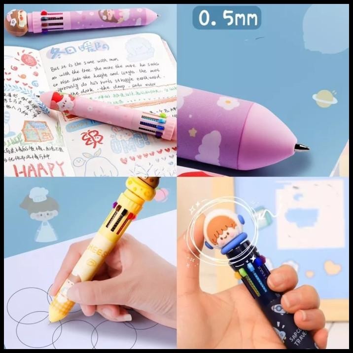 

HOT DEAL PEN 10 WARNA CUTE HEAD THEME BALLPOINT 10 COLORS PULPEN IMUT WARNA !!!!