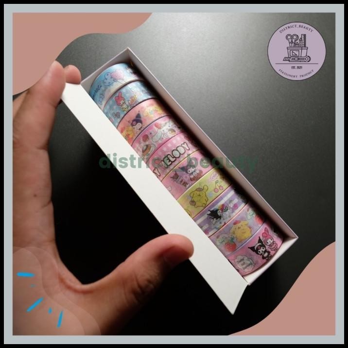 

DISKON WASHITAPE ROLL SANRIO 1 SET ISI 10 PCS SOLATIP KERTAS KUROMI CINAMOROL !!!