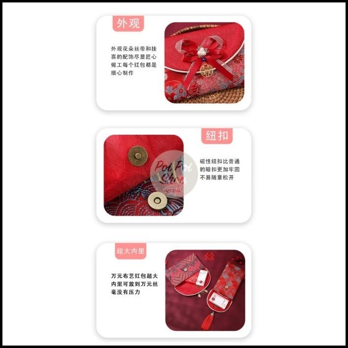 

GRATIS ONGKIR ANGPAO DOMPET KAIN PITA EMBOS MOTIF SANGJIT 2024 SOVENIR IMLEK CNY !!!!!