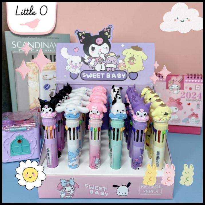 

TERMURAH SANRIO MULTICOLOR PEN KUROMI CINNAMOROL MYMELODY POCHACO POMPURIN 10 IN 1 COLOR PEN PEN WARNA-WARNI