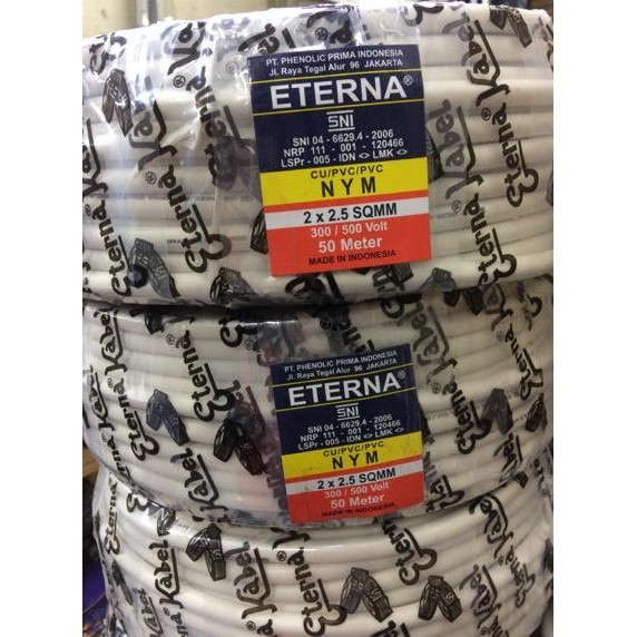 KABEL ETERNA NYM 2x2,5 / KABEL LISTRIK ETERNA NYM 2x2.5 |PER ROLL 50 M
