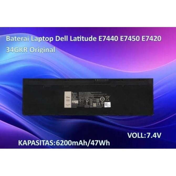 Baterai Laptop Dell Latitude E7440 E7450 E7420 34GKR Original