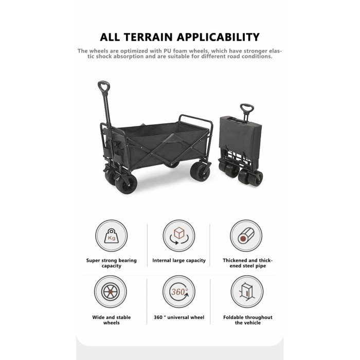 Troli Barang Lipat Camping Trolley Pengangkut Barang Gerobak Portable