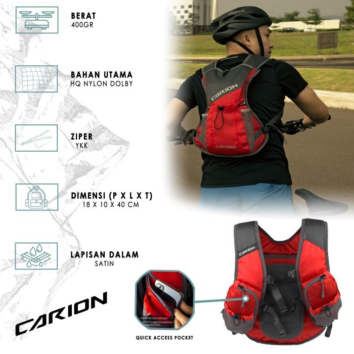 Tas Ransel Sepeda Hydropack Carion Casey - Merah