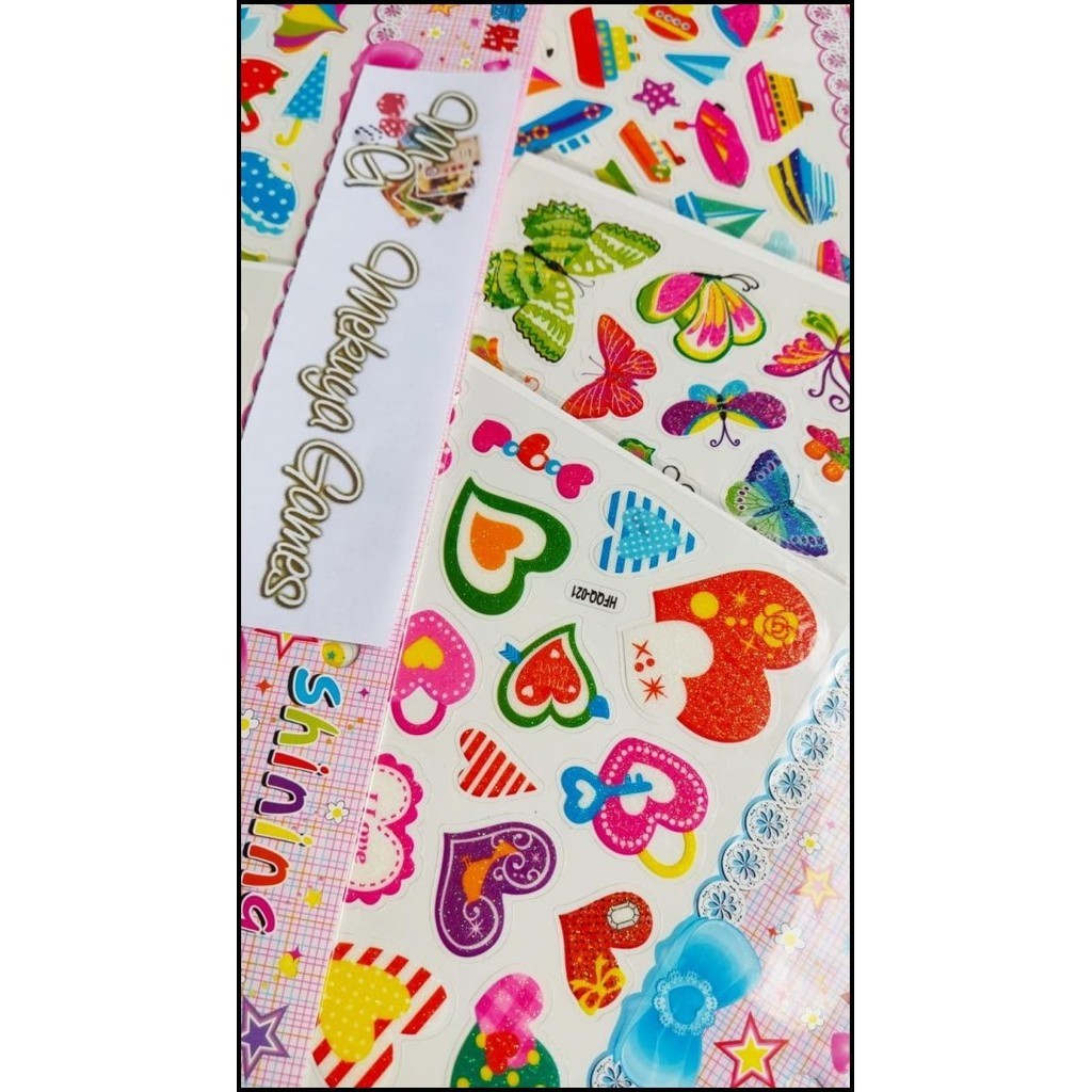 

TERMURAH STICKER GLITTER MIX COLORFUL DECO CASE JOURNAL PHOTO CARD KPOP !