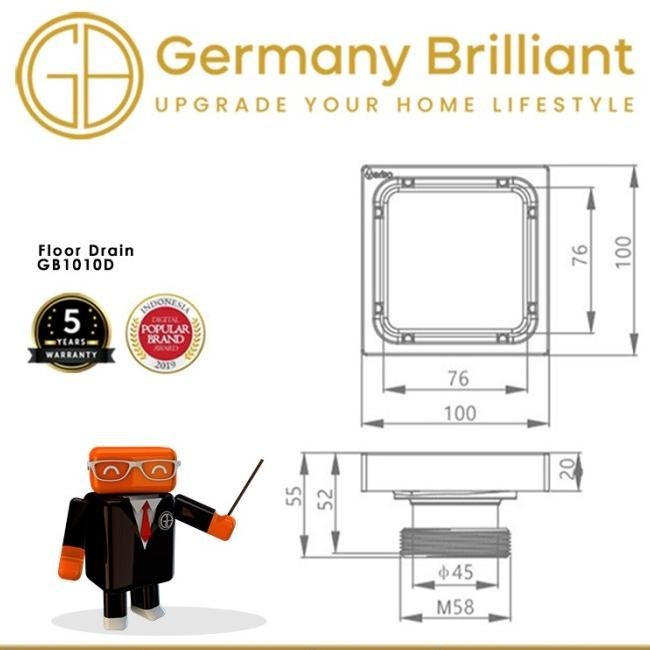 Germany Brilliant Smart Floor Drain/Saringan Got Anti Serangga Gb1010D Sahnaz.Shop