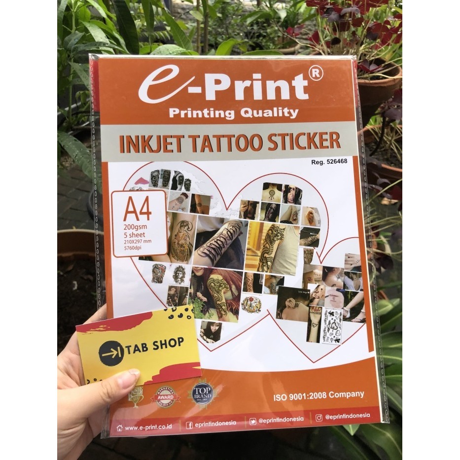 

E-Print Inkjet Tattoo Sticker A4 200Gsm 5Lbr Kertas Tato Stiker Eprint