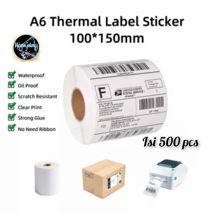 

Label Sticker Thermal 100X150 Kertas Thermal Barcode A6 500 Pcs