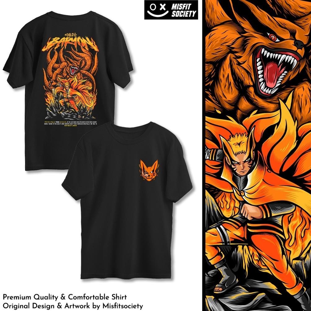 Kaos Naruto Anime Naruto Uzumaki Naruto Baryon Mode Kyubi Kurama Street Culture T-Shirt Mt17 Baju An