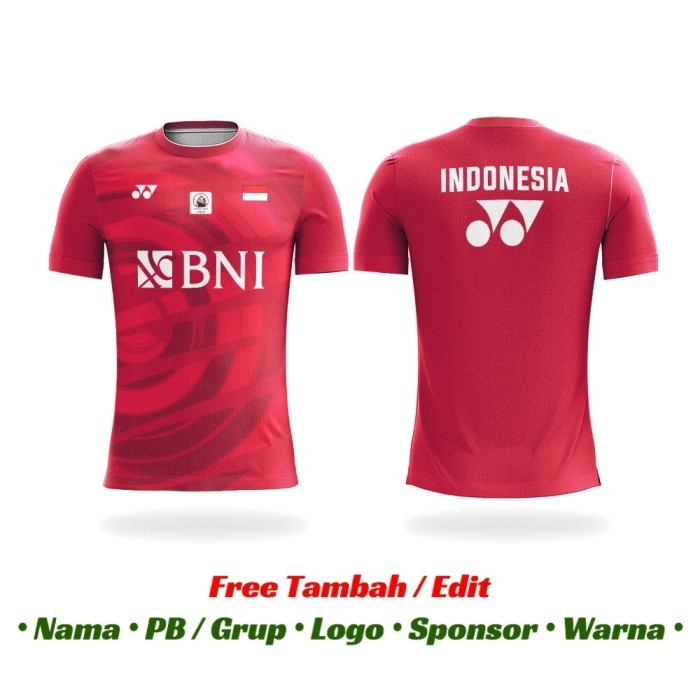 Baju Kaos Jersey Badminton Bulutangkis Custom Nama Yonex Indonesia