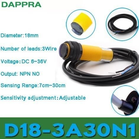 READY STOCK D18-3A30N1 REPLACE E3F-DS30C4 M18 NPN NO PHOTOELECTRIC SENSOR OA09 !!!!!