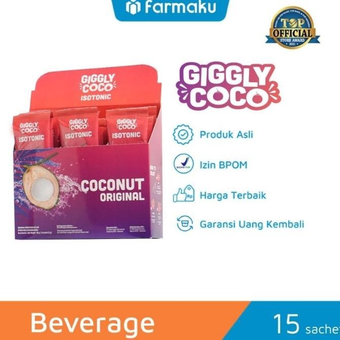 

NEW PRODUK GIGGLY COCO ISOTONIC POWDER COCONUT ORIGINAL 11 GR BOX ISI 15 SACHET !!!!!
