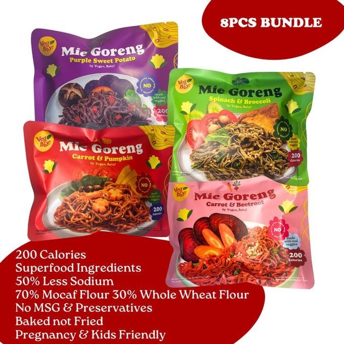

NEW PRODUK 8PCS MIX MIE GORENG INSTANT BAYAM SPIRULINA WORTEL BIT VEGAN SEHAT !!!!!