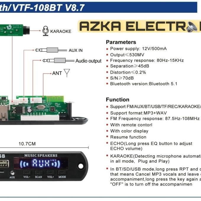 Kit Modul Mp3 Bluetooth Plus Karaoke Dan Echo System