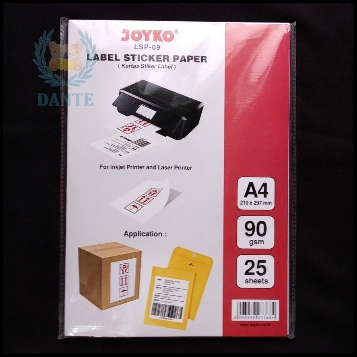 

GRATIS ONGKIR LABEL STICKER PAPER JOYKO A4 LSP-09 KERTAS STIKER LABEL - 1 PAK !!!!!!