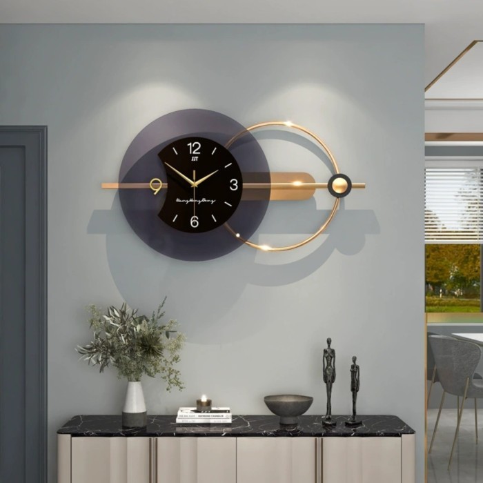 Jam Hiasan Dinding Aesthetic Mewah Decoratif Hitam Besar